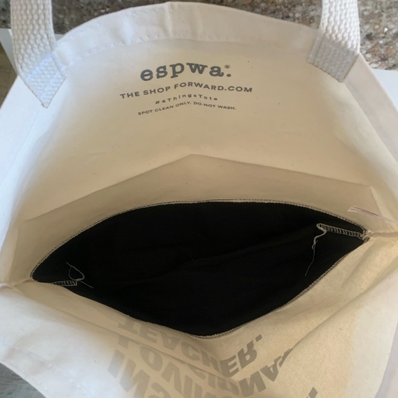 The Shop Forward ESPWA 4 Things TEACHER Canvas Tote Bag Cream Black - Picture 8 of 9